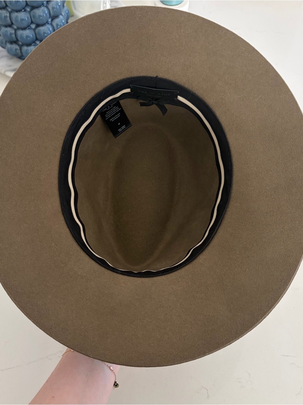 rag & bone Olive Felt Wide-Brim Hat with Black Band - Picture 6 of 8